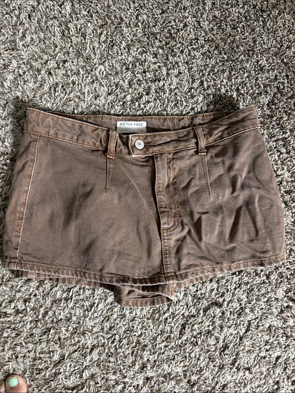 We The Free Brown High-Rise Denim Short Shorts